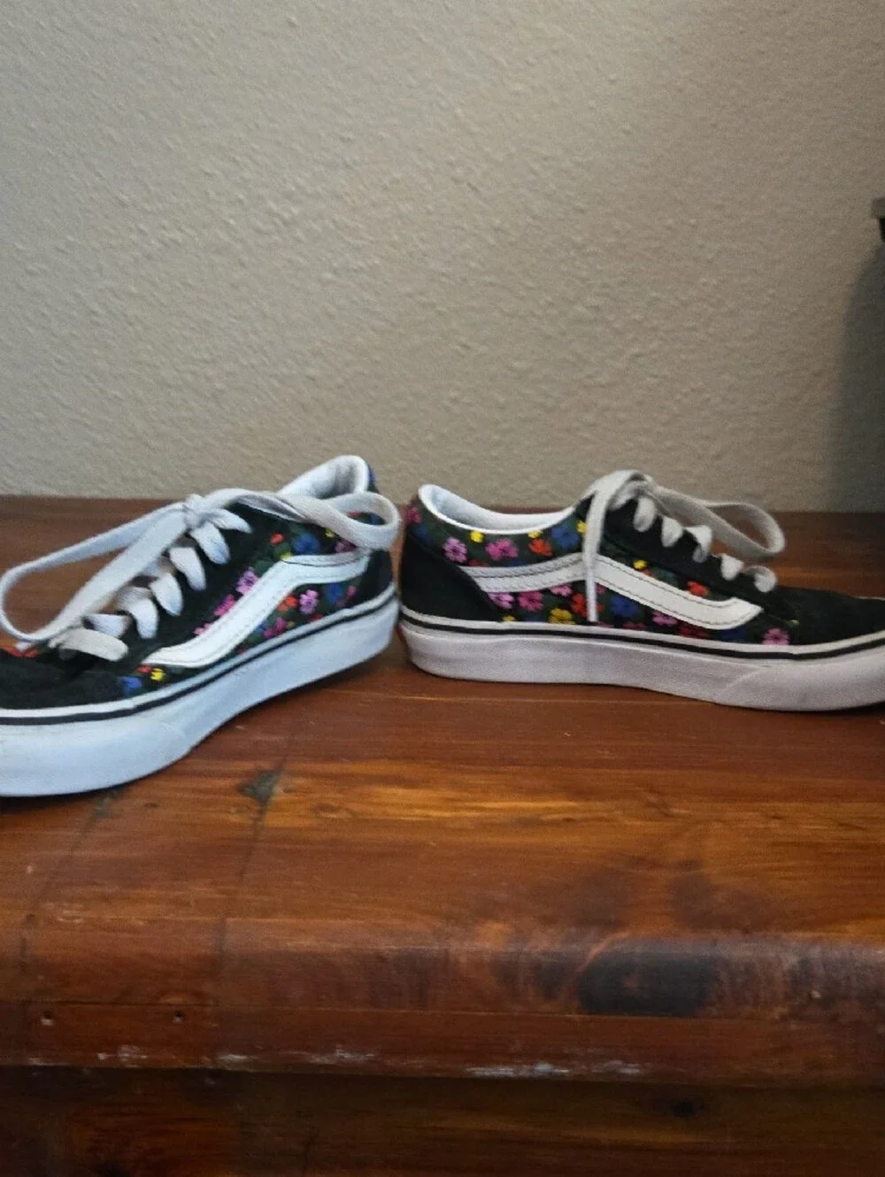 Vans Kids Black Floral Old Skool Sneakers with White Stripe
